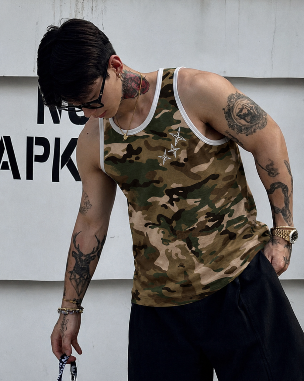 Ringer Camo Singlet