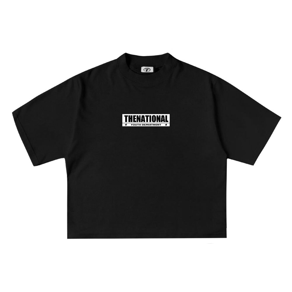 Box Label Tee in Black, front