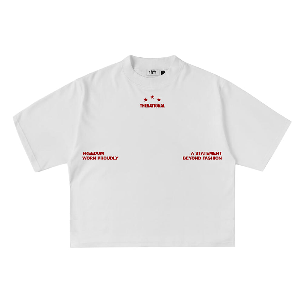 Shark Oval Tee in White, front