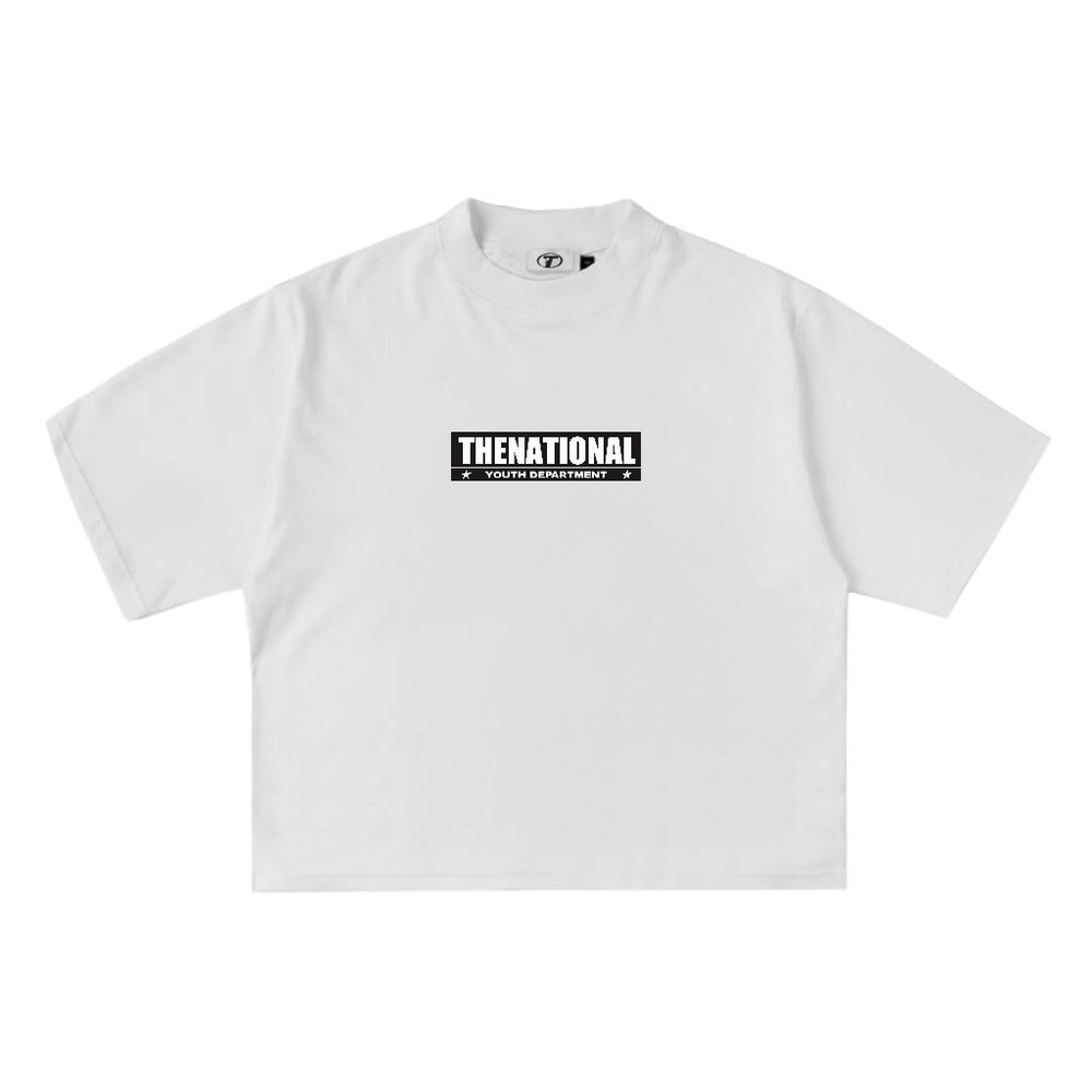 Box Label Tee in White, front