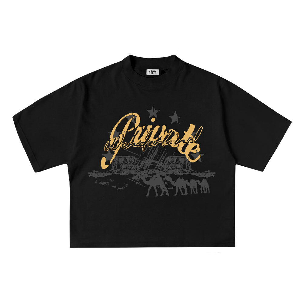 Private Script Tee in Black, back print