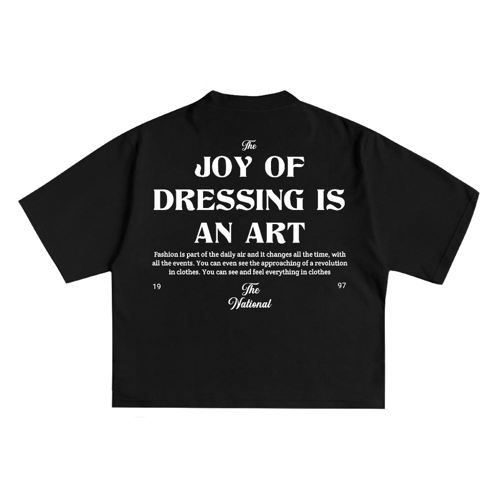 Joy of Dressing Tee in Black, back print