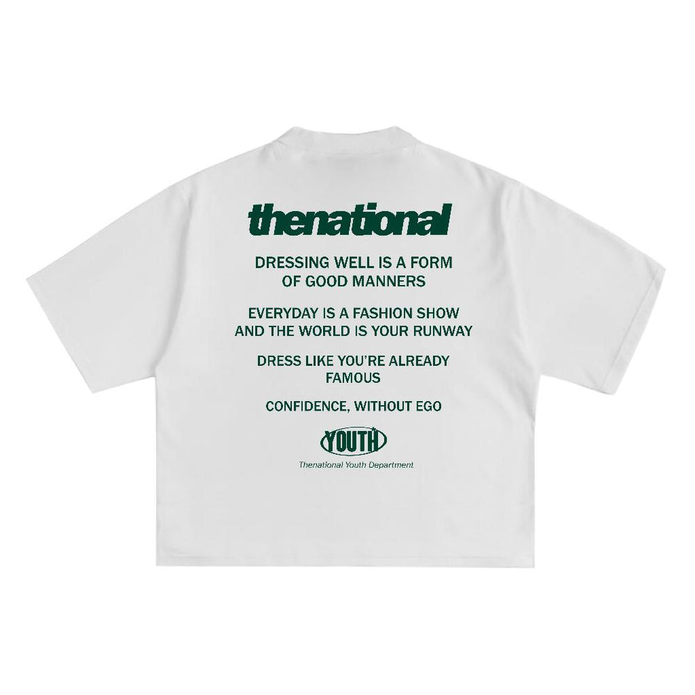 Good Manners Tee in White, back print