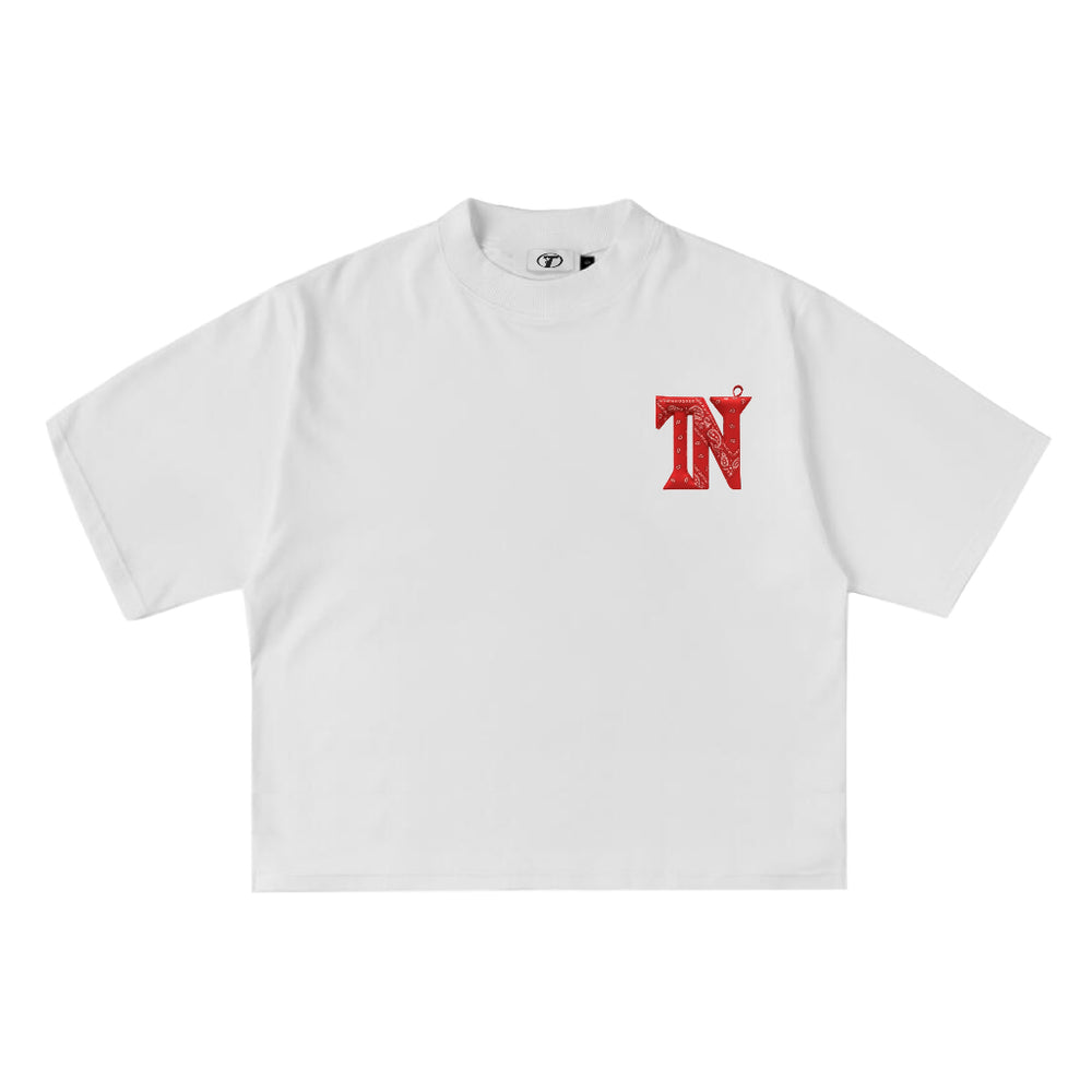 Varsity Letters Tee in White, front