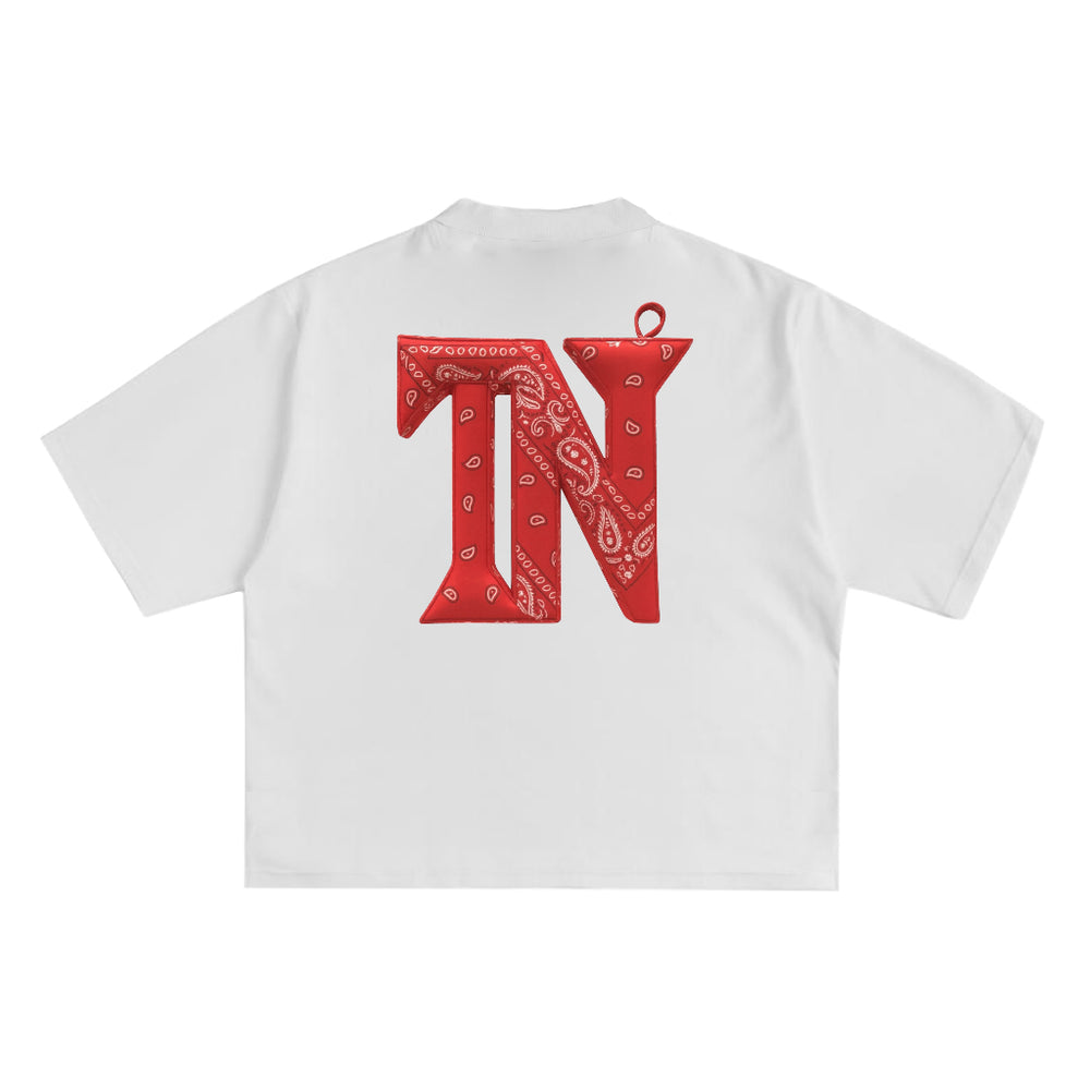 Varsity Letters Tee in White, back print