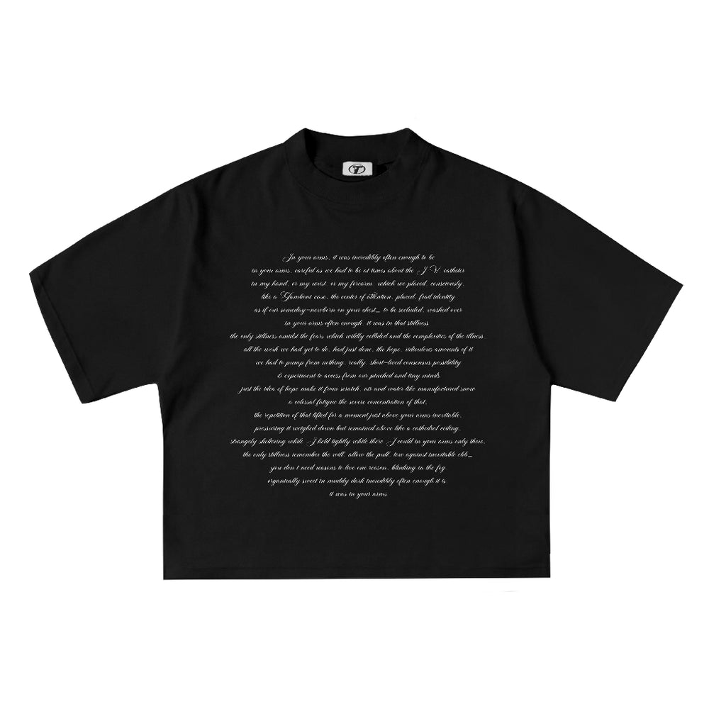 Fine Print Tee in Black, back print