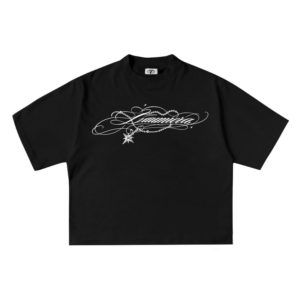 Eternal Script Tee in Black, back print