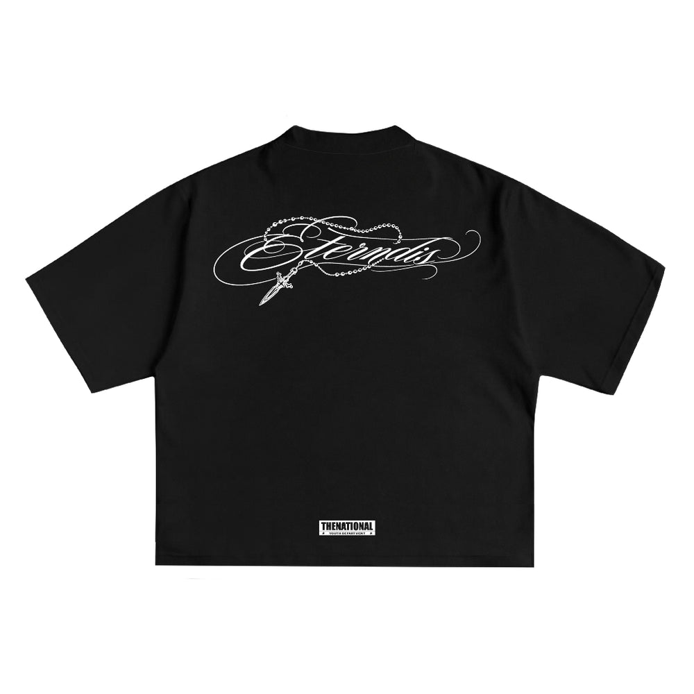 Eternal Script Tee in Black, front